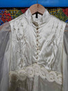 1970's Vintage Gold toned satin and lace wedding dress with train