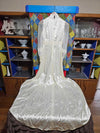 1970's Vintage Gold toned satin and lace wedding dress with train