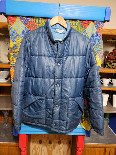 1980's Vintage Town Craft Blue Ski Jacket with pockets