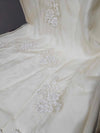 1960's Vintage gold tone lace wedding dress with pearl accents