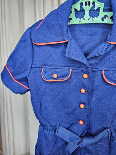 1970's Vintage MCM Child's Blue Polyester dress