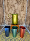 1950's Vintage MCM Aluminum Pitcher and drinking tumbler cups