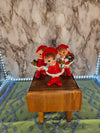 1960's Vintage MCM Kitschy Napcoware girl Christmas elf figurines with soft doll hair from Japan