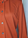 1970's Vintage MCM Pleated Fire Orange button up shirt