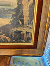 Vintage MCM wooden framed velvet trimmed lithograph Renaissance painter Giotto Di Bondone painting Italy