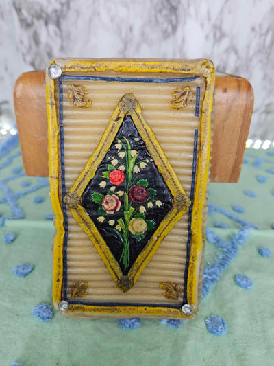 Antique German Wax Book Art piece and Religious Souvenir Keepsake.