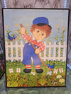 1970s Vintage MCM Raggedy Ann & Andy Garden themed mounted Prints by Lyn Stapco NY set of two