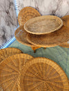 Vintage MCM Wicker Rattan Bamboo Woven Paper Plate Holders Camping Picnic set of 8 made in Hong Kong