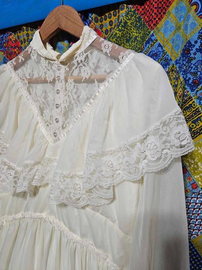 1970's MCM Prairie Style Wedding dress