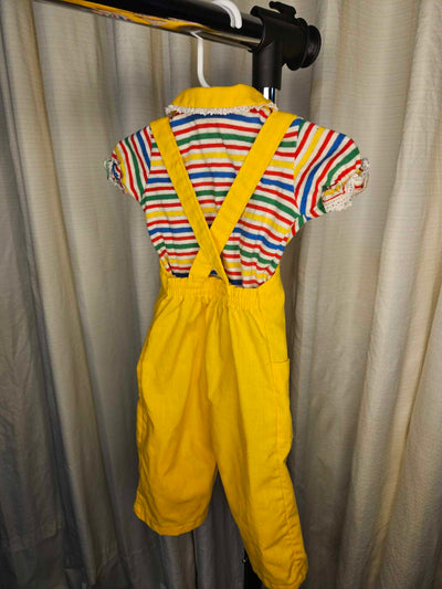 1970's Vintage MCM yellow baby jumper with matching striped collared shirt