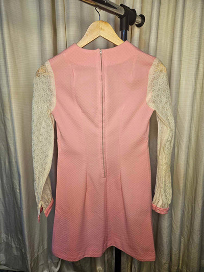 1960's Vintage MCM Pink and Lace micro Mini Dress