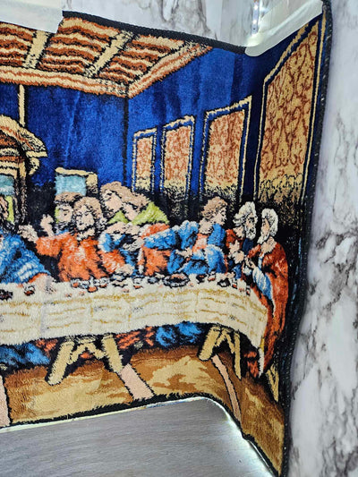 1970's Vintage MCM The Lords Last Supper tapestry wall art Religious Catholic