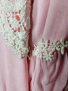 1960's Vintage MCM Pink and White Daisy detailed Prom Evening Dress