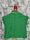 1970's Vintage MCM green infant shirt polyester with flowered trim