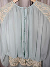 1980's Vintage Sea foam Green Chiffon Lace and beaded Prom dress