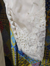 1960's Vintage white wedding gown with lace and pearl accents