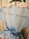 1960's Vintage MCM Pre-Teen Blue and pink Sheer Nylon Chiffon Party dress with Circus elephants