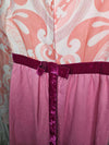 1970's Vintage MCM Chiffon and Polyester Pink and white Prom dress with bow