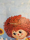 1970s Vintage MCM Raggedy Ann & Andy Garden themed mounted Prints by Lyn Stapco NY set of two