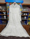 1960's Vintage high necked lace wedding dress with pearl accents