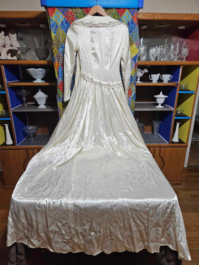 1980's Vintage gold toned satin wedding gown