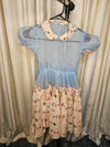 1960's Vintage MCM Pre-Teen Blue and pink Sheer Nylon Chiffon Party dress with Circus elephants