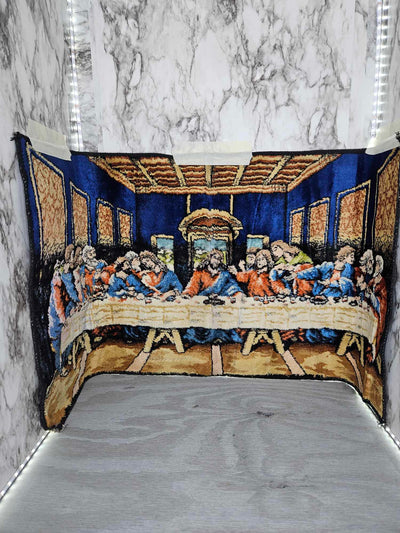 1970's Vintage MCM The Lords Last Supper tapestry wall art Religious Catholic