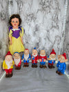 1950's VERY RARE Vintage MCM Complete Snow White and the Seven Dwarves doll set