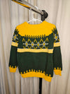 1970's Vintage MCM JCPenney's child's green and yellow ski sweater