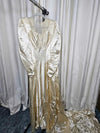 1940's Vintage MCM Liquid Slipper Satin Gold Ivory Wedding dress with train