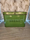 Vintage MCM Green Metal Oversized Bread Box Hinged Lid