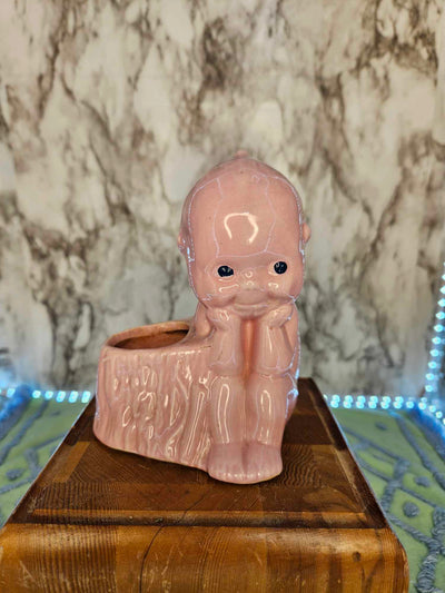 1940's Vintage MCM kewpie doll PCO pink art pottery planter