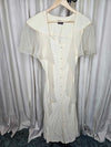 1980's Vintage Cream Party dress with butterfly sleeves and White Chiffon detailing Brand Tina Barrie