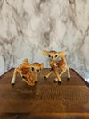 Vintage MCM Kitschy tiny ceramic fawns with big eyes set of two