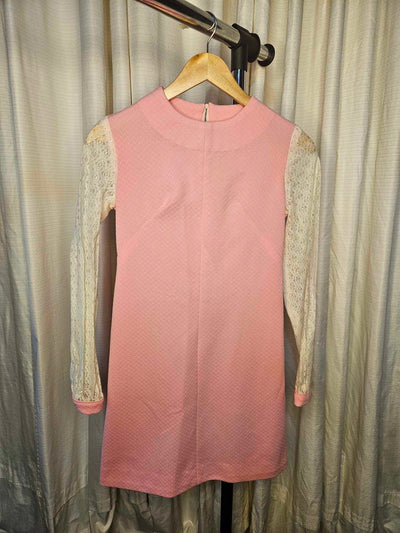 1960's Vintage MCM Pink and Lace micro Mini Dress